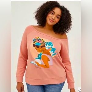 Torrid maya angelou off shoulder sweatshirt
